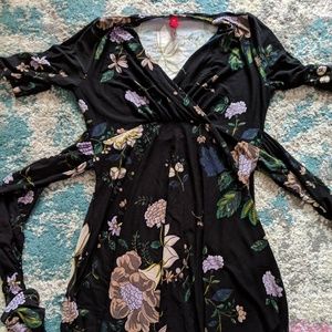 Miz Mooz Faux Wrap Black Floral Dress